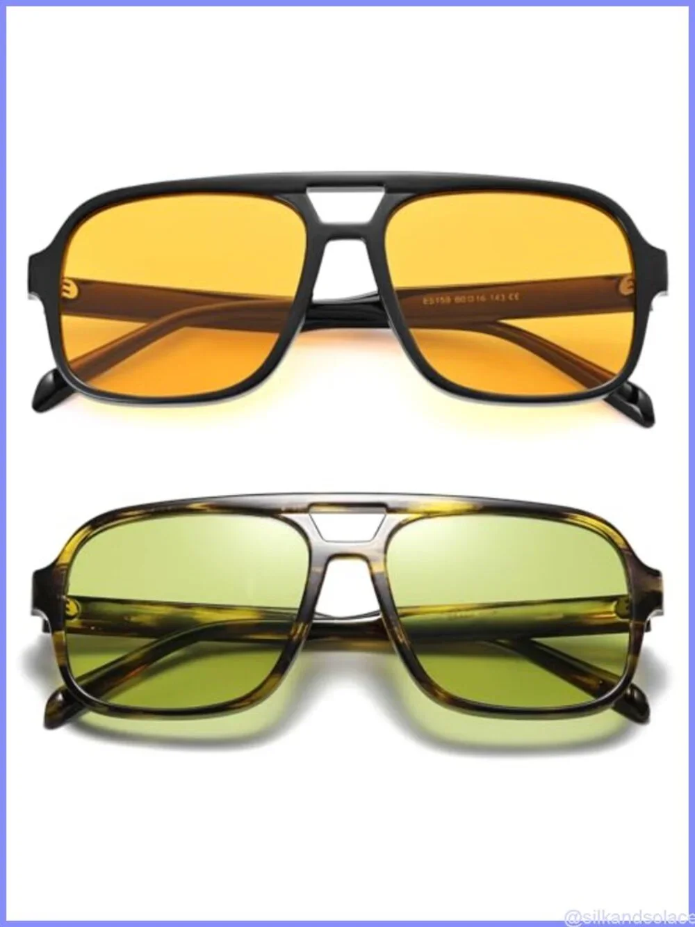 Oversized Square Retro Aviator Sunglasses UV400 Full-Frame Unisex
